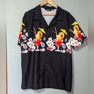 Buffalo‎ Outdoors Men's XL Black Short Sleeve Button Down Printed Camp Shirt